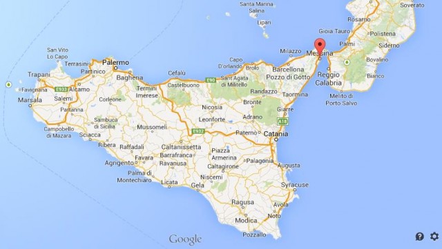location Messina map Sicily