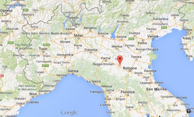 location Modena on map of north Italy