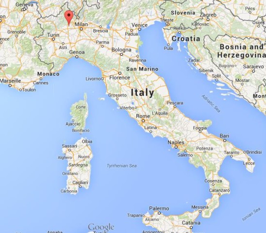 location Novara on map of Italy