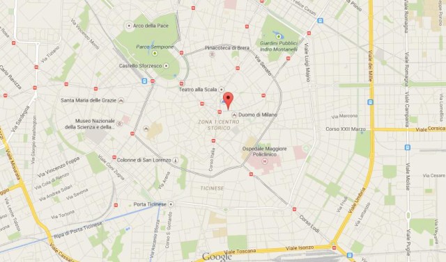 location Piazza del Duomo on map Milan