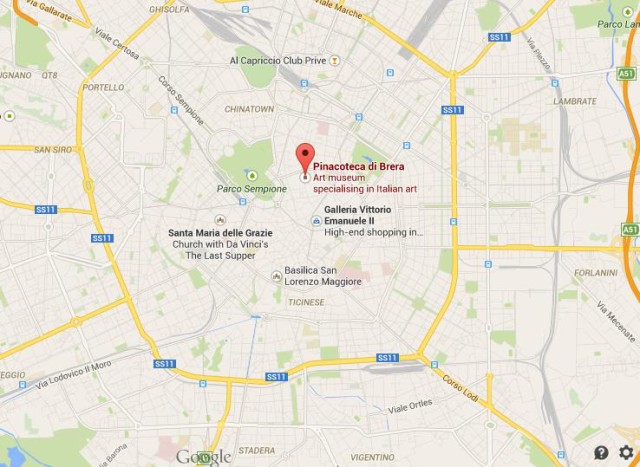 location Pinacoteca di Brera on map Milan