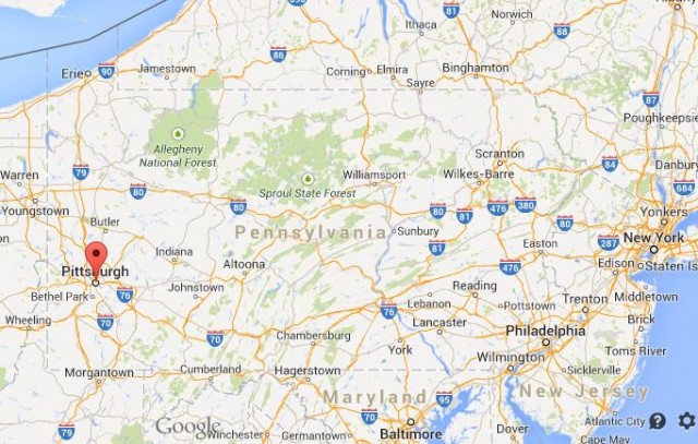 location Pittsburgh map Pennsylvania
