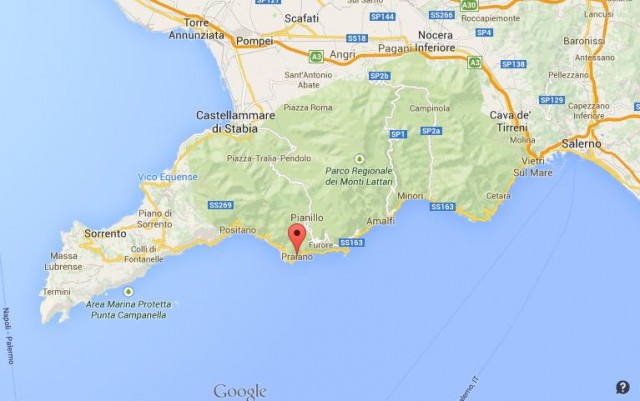 location Praiano map Amalfi Coast
