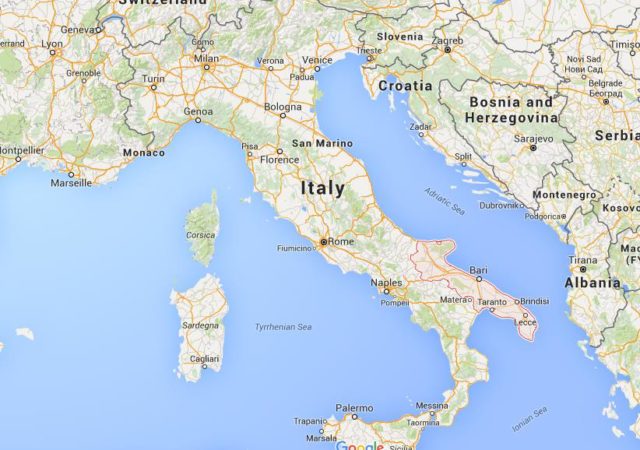 Location Puglia on map Italy