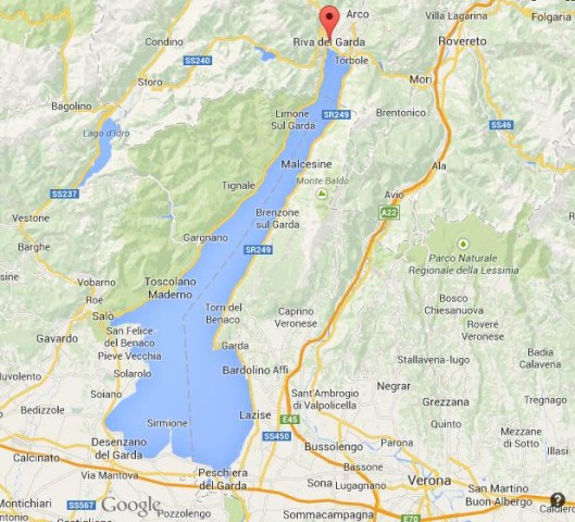 Location of Riva del Garda on map of Lake Garda