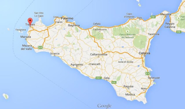 location Trapani on map Sicily