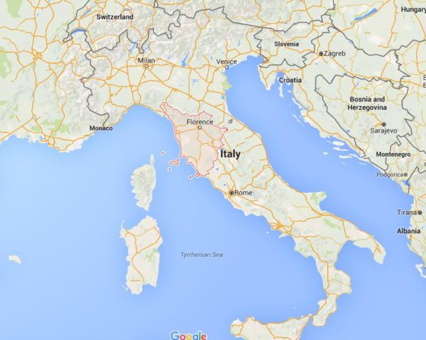 Location Tuscany on map Italy
