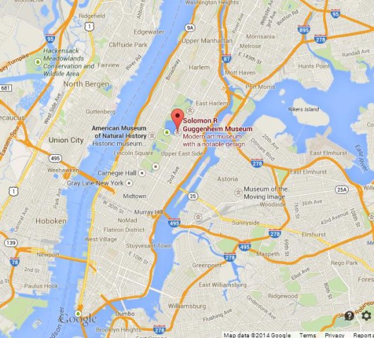 location Guggenheim Museum on Map of Manhattan