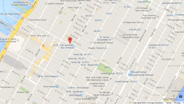 Map of 42nd Street Manhattan NY