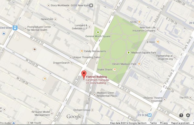 Map of Flatiron Building NYC