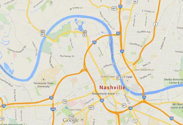 Map of Nashville Tennessee