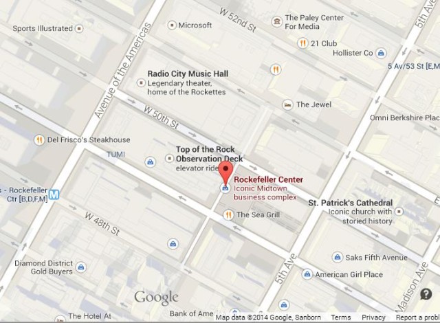 Map of Rockfeller Center NYC