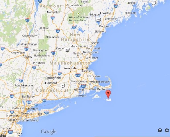 location Nantucket Island on US Northeast Coast Map