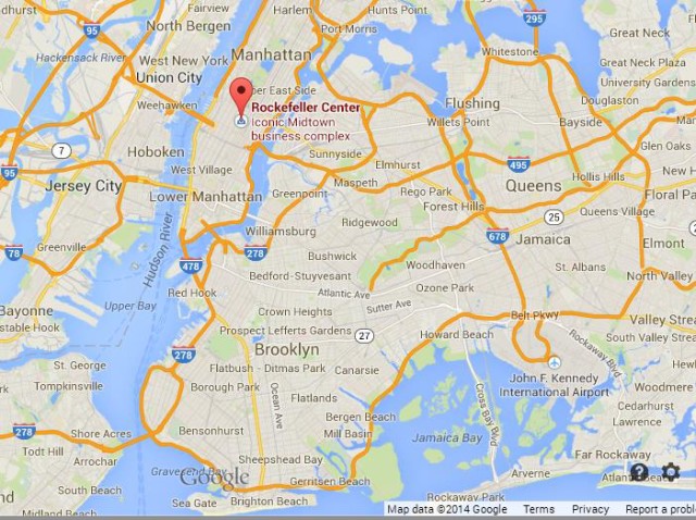 location Rockfeller Center on Map of NYC