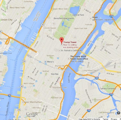 location Trump Tower on Map of Manhattan