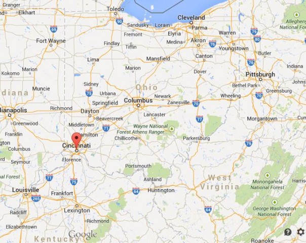 location Cincinnati map Ohio