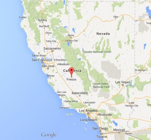 location Fresno map California