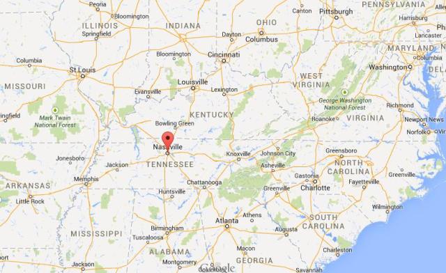 location Nashville on map Tennessee