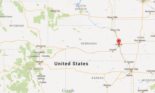 location Omaha on map Nebraska