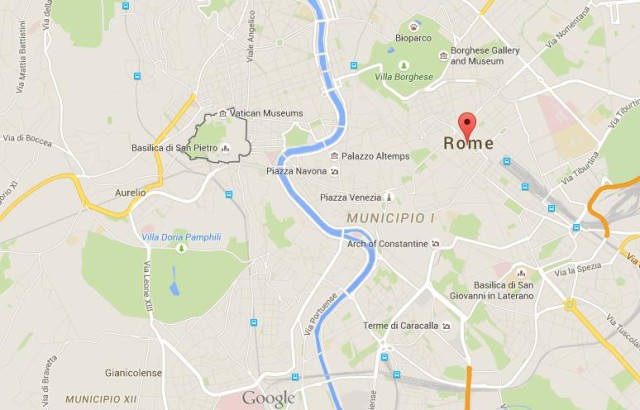 location Piazza della Repubblica on map Rome