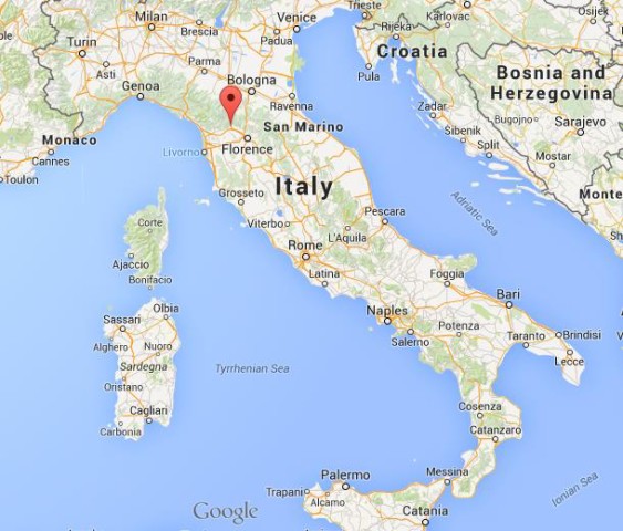 location Pistoia on map of Italy
