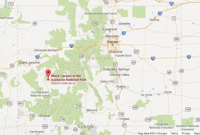 location Black Canyon on Map of Colorado