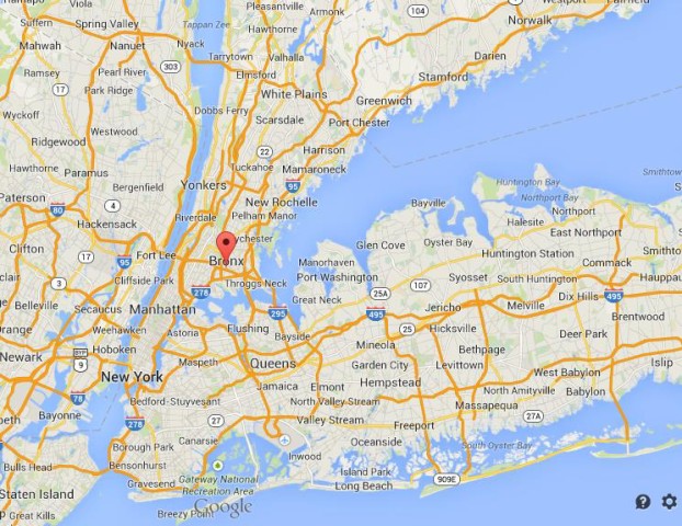 location Bronx on map of New York