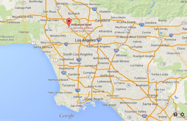location Hollywood Bowl Map LA