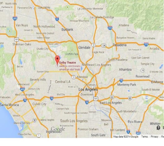 location Kodak Theater on Map of Los Angeles