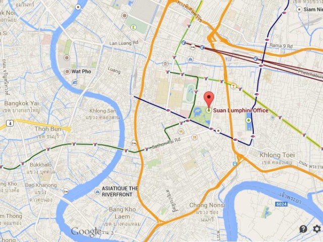 Where is Lumphini Park on map of Bangkok