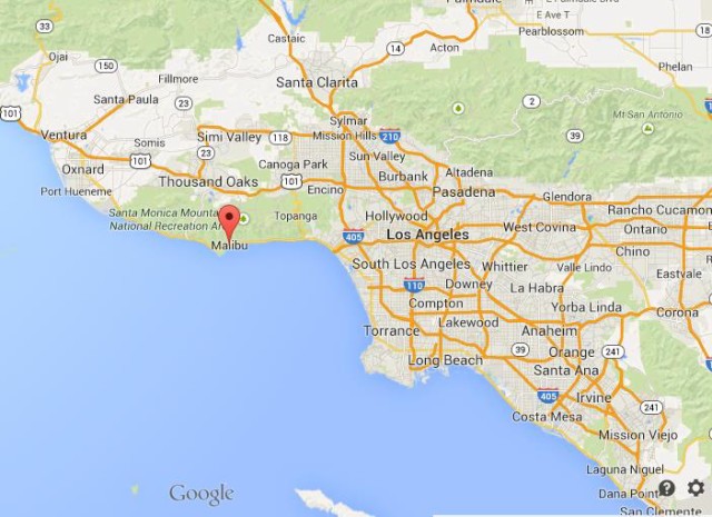 location Malibu on Map of LA