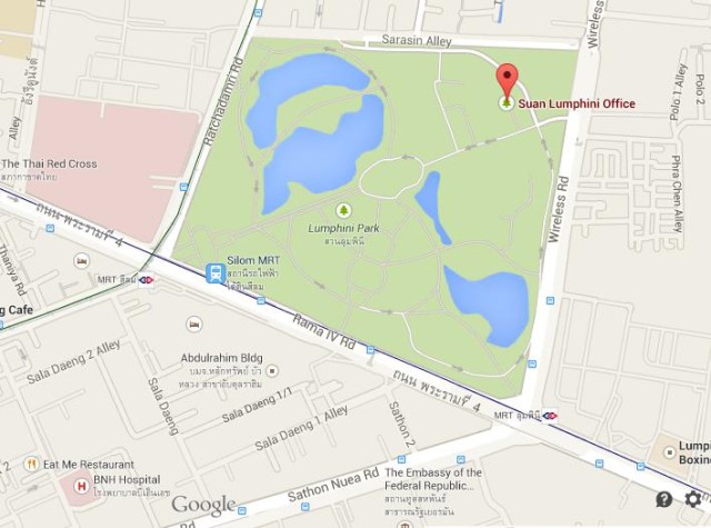 Map Lumphini Park Bangkok