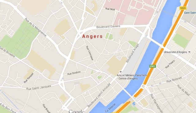 Map of Angers France