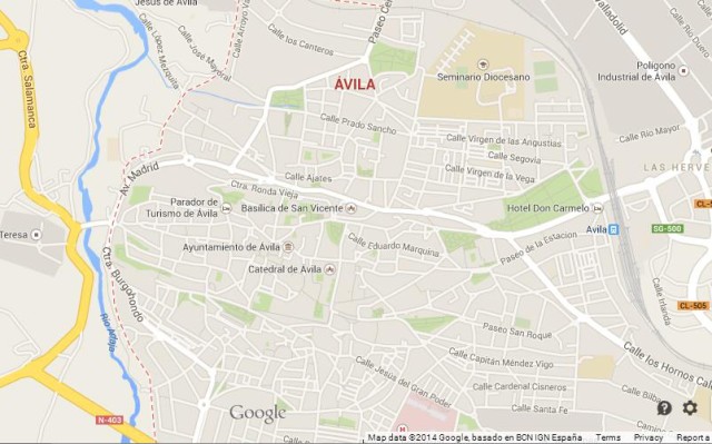 Map of Avila Spain