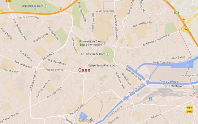 Map of Caen France