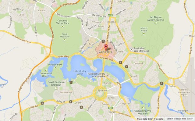 Map of Canberra Australia