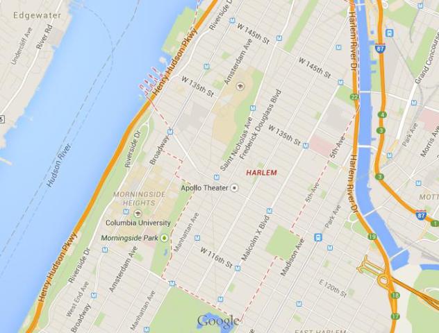 Map of Harlem NY