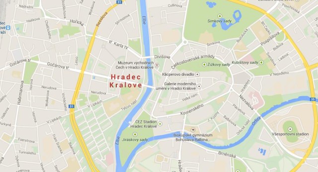 Map of Hradec Kralove Czech Republic