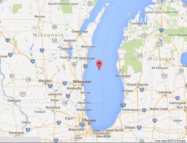 Map of Lake Michigan USA