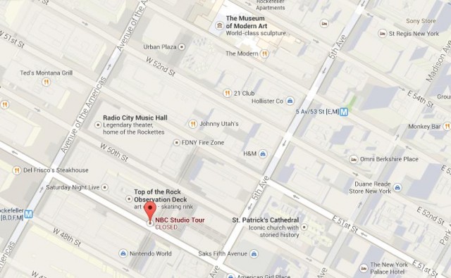 NBC Studios map NY