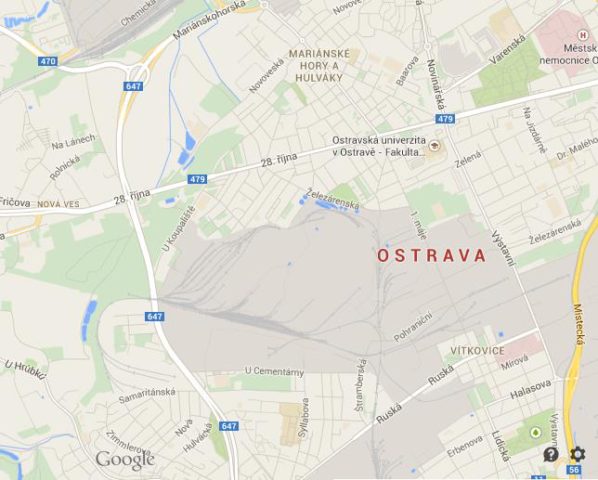 Map of Ostrava Czech Republic