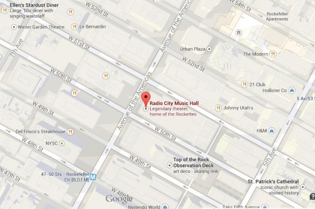 Radio City Music Hall map, map RCMH