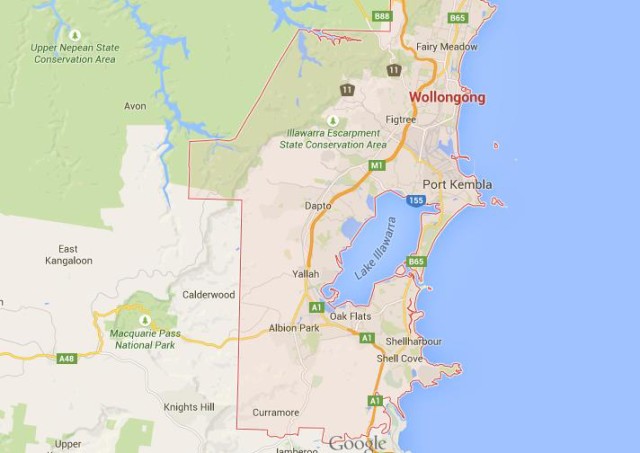 Map of Wollongong Australia