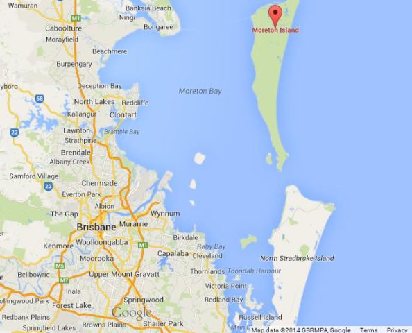 Where is Moreton Island on Map of Brisbane Area