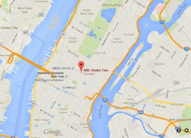 Where is NBC Studios map Manhattan, location NBC Studios map Manhattan