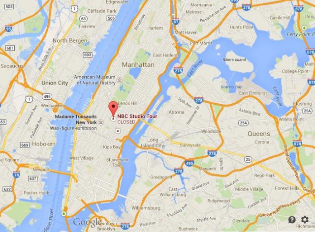 where is NBC Studios map NY, location NBC Studios map NY