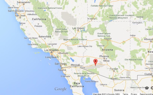 location Sonoran Desert on Map of California Arizona