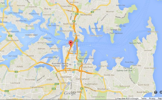 location Sydney Harbour Bridge on Map of Sydney