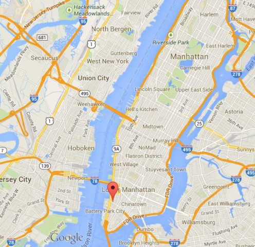 location Tribeca on Map of Manhattan