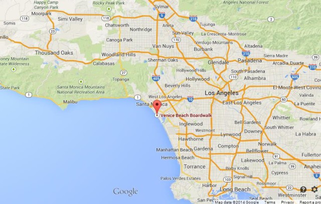 location Venice Beach on Map of Los Angeles